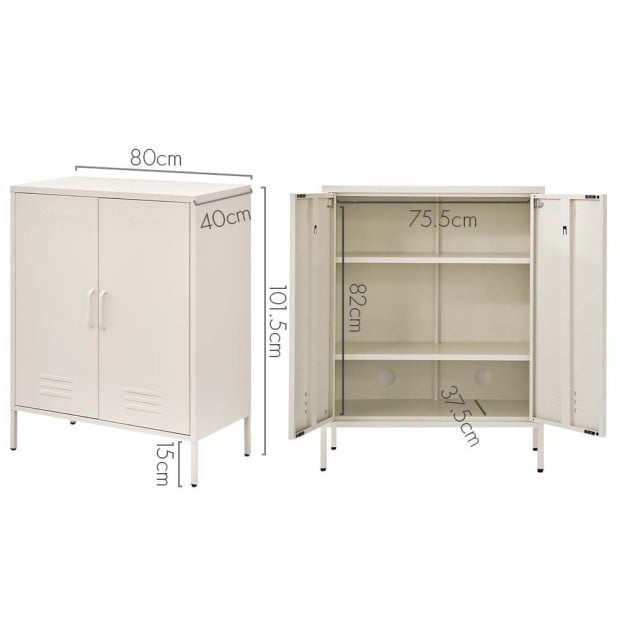 Sweet Metal Locker Storage Shelf Organizer Cabinet Sideboard White Image 2