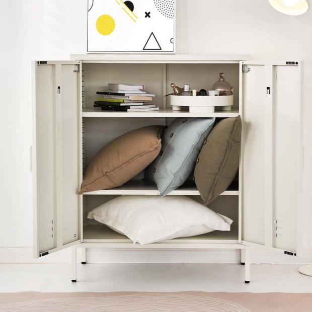 Sweet Metal Locker Storage Shelf Organizer Cabinet Sideboard White Image 8