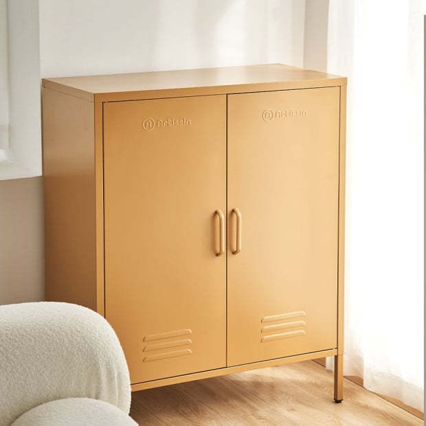 Sweet Metal Locker Storage Shelf Organizer Cabinet Sideboard Yellow Image 6