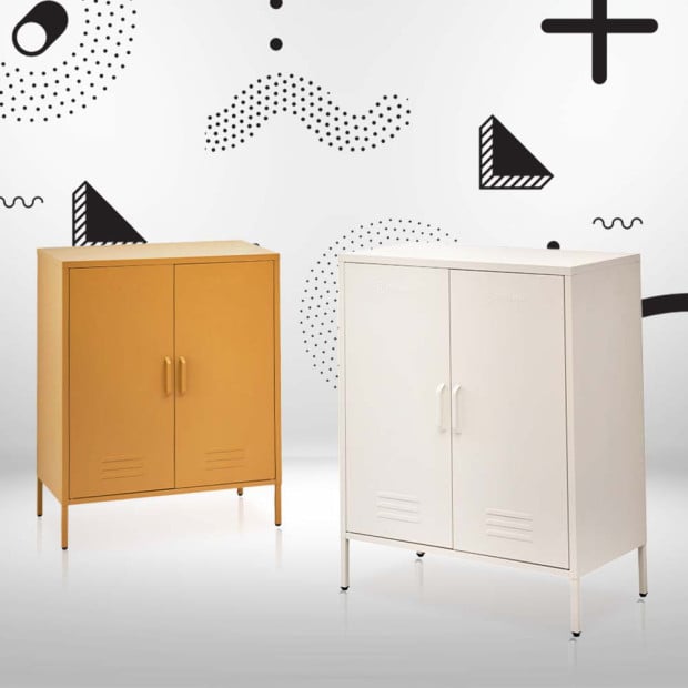 Sweet Metal Locker Storage Shelf Organizer Cabinet Sideboard Yellow Image 9