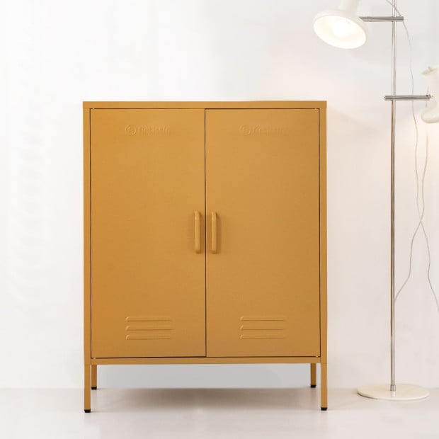 Sweet Metal Locker Storage Shelf Organizer Cabinet Sideboard Yellow Image 8