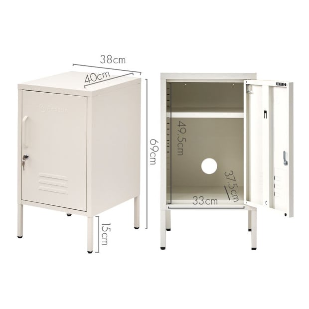 Mini Metal Locker Storage Shelf Organizer Cabinet Bedroom White Image 2