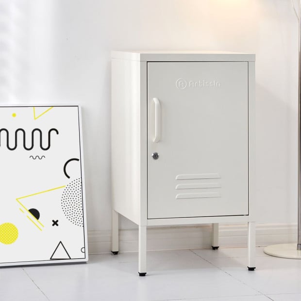Mini Metal Locker Storage Shelf Organizer Cabinet Bedroom White Image 6