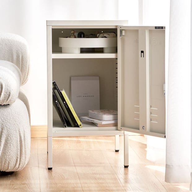 Mini Metal Locker Storage Shelf Organizer Cabinet Bedroom White Image 7