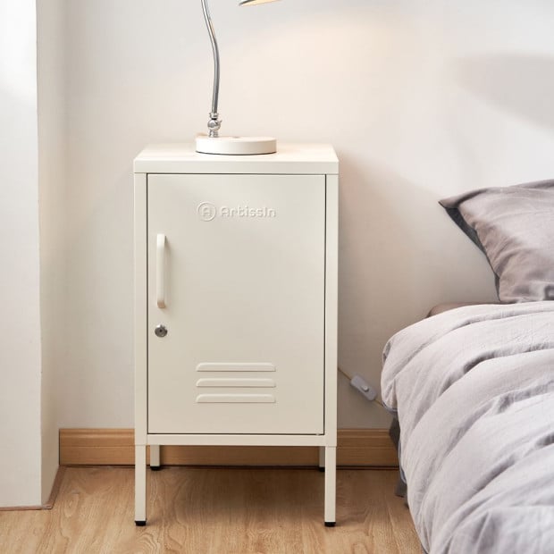 Mini Metal Locker Storage Shelf Organizer Cabinet Bedroom White Image 8