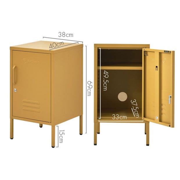 Mini Metal Locker Storage Shelf Organizer Cabinet Bedroom Yellow Image 2