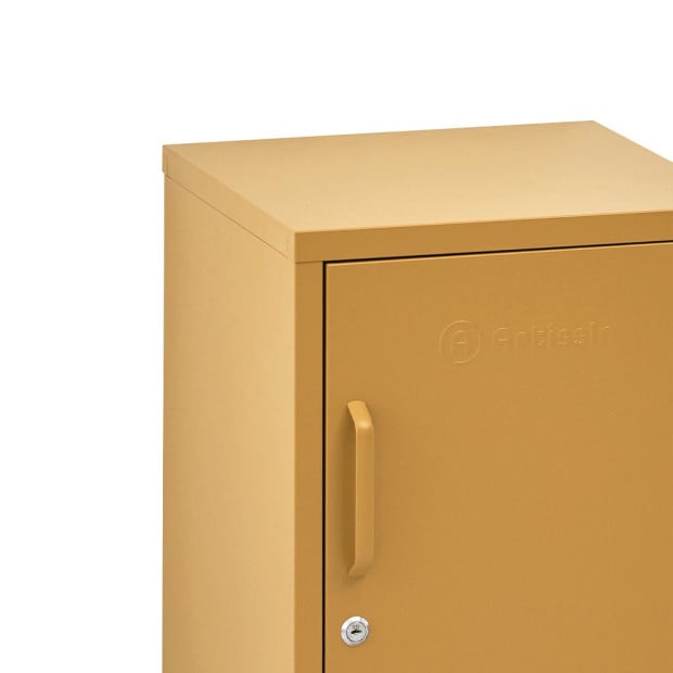 Mini Metal Locker Storage Shelf Organizer Cabinet Bedroom Yellow Image 3