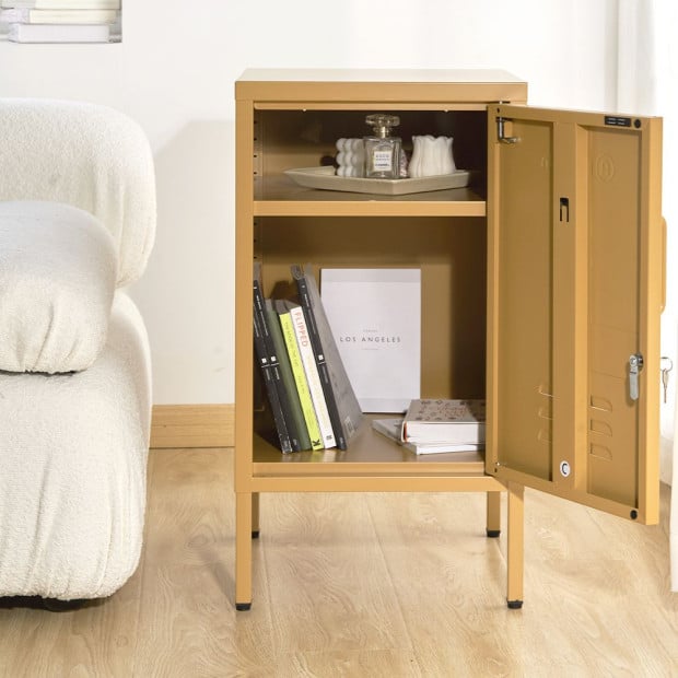 Mini Metal Locker Storage Shelf Organizer Cabinet Bedroom Yellow Image 5