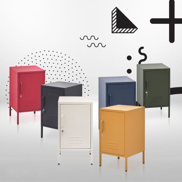 Mini Metal Locker Storage Shelf Organizer Cabinet Bedroom Yellow Image 6