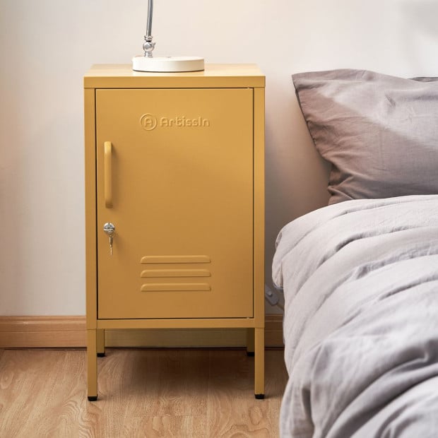 Mini Metal Locker Storage Shelf Organizer Cabinet Bedroom Yellow Image 7