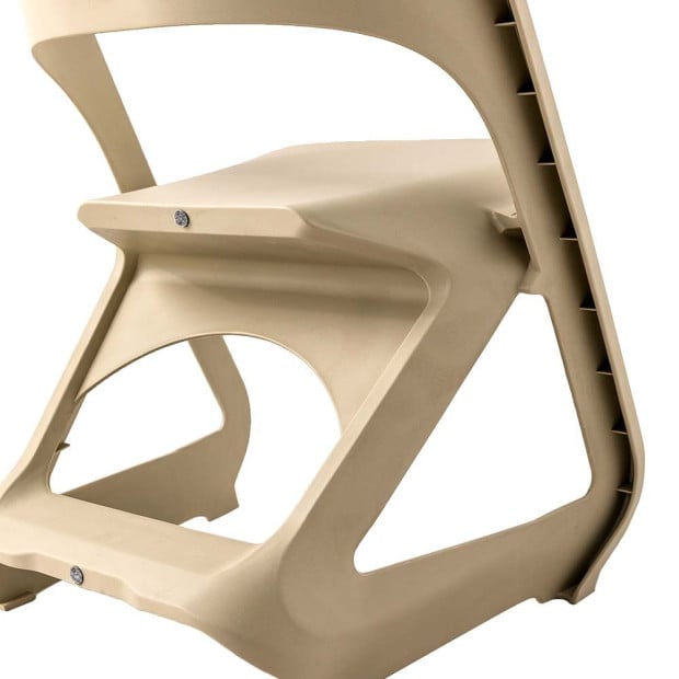 Set of 4 Dining Chairs Office Lounge Seat Stackable Plastic Beige Image 4