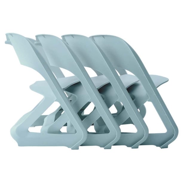 Set of 4 Dining Chairs Office Lounge Seat Stackable Plastic Blue Image 3