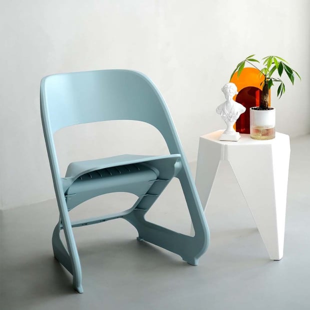 Set of 4 Dining Chairs Office Lounge Seat Stackable Plastic Blue Image 8