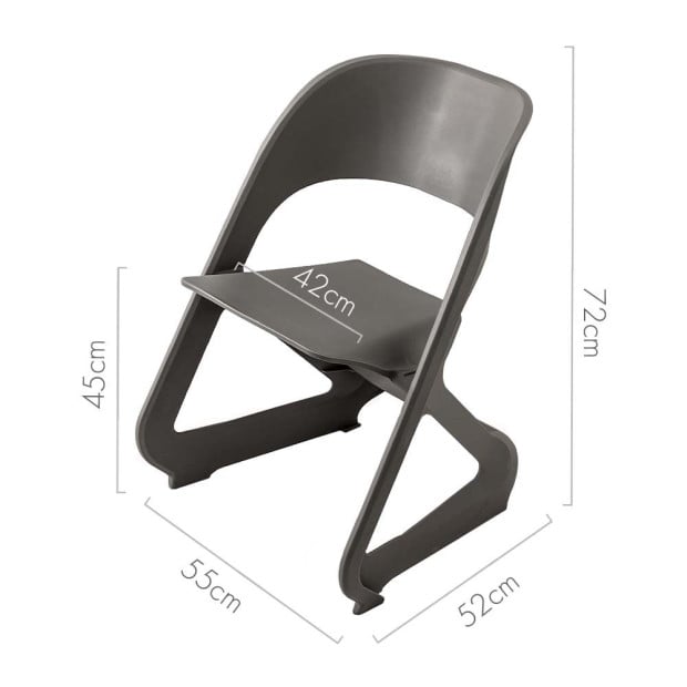 Set of 4 Dining Chairs Office Lounge Seat Stackable Plastic Grey Image 2