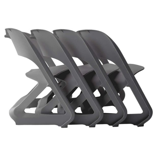 Set of 4 Dining Chairs Office Lounge Seat Stackable Plastic Grey Image 3