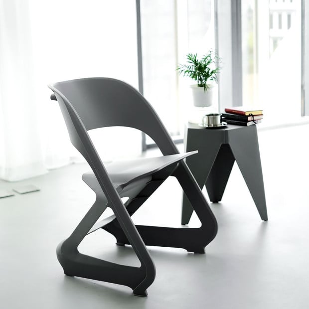 Set of 4 Dining Chairs Office Lounge Seat Stackable Plastic Grey Image 6