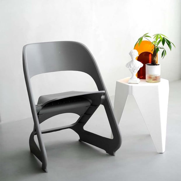 Set of 4 Dining Chairs Office Lounge Seat Stackable Plastic Grey Image 8