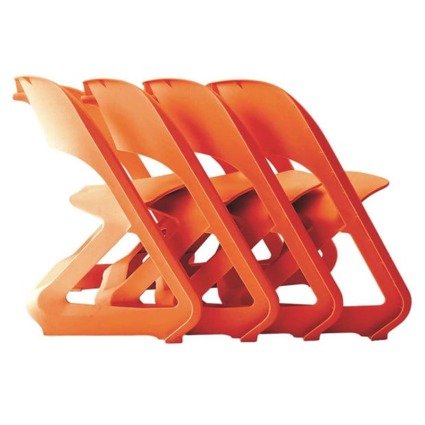 Set of 4 Dining Chairs Office Lounge Seat Plastic Leisure Orange Image 3