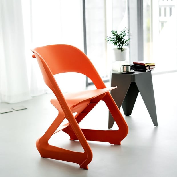 Set of 4 Dining Chairs Office Lounge Seat Plastic Leisure Orange Image 6