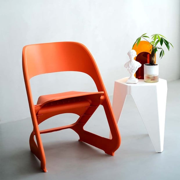 Set of 4 Dining Chairs Office Lounge Seat Plastic Leisure Orange Image 8