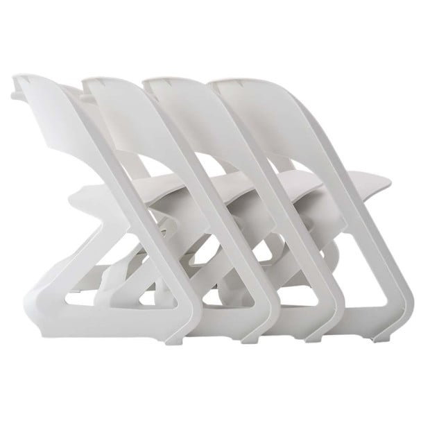 Set of 4 Dining Chairs Office Cafe Lounge Seat Stackable Plastic White Image 3