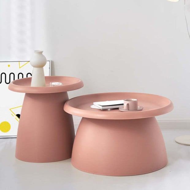 Coffee Table Mushroom Nordic Round Large Side Table 70CM Pink Image 9