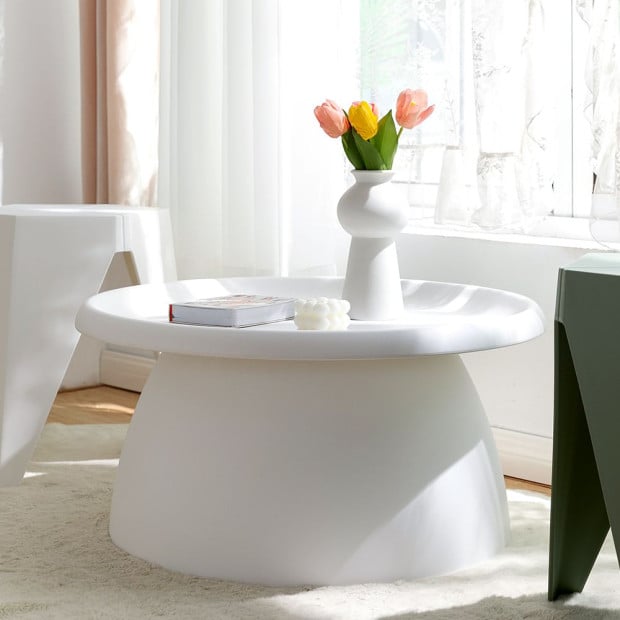 Coffee Table Mushroom Nordic Round Large Side Table 70CM White Image 5