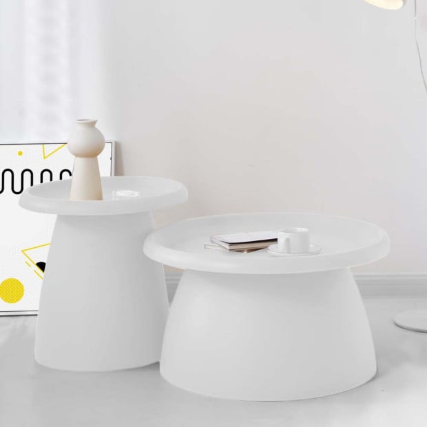 Coffee Table Mushroom Nordic Round Large Side Table 70CM White Image 8