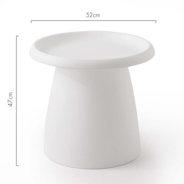 Coffee Table Mushroom Nordic Round Small Side Table 50CM White Image 2