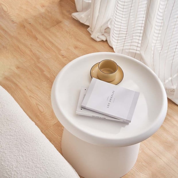 Coffee Table Mushroom Nordic Round Small Side Table 50CM White Image 5