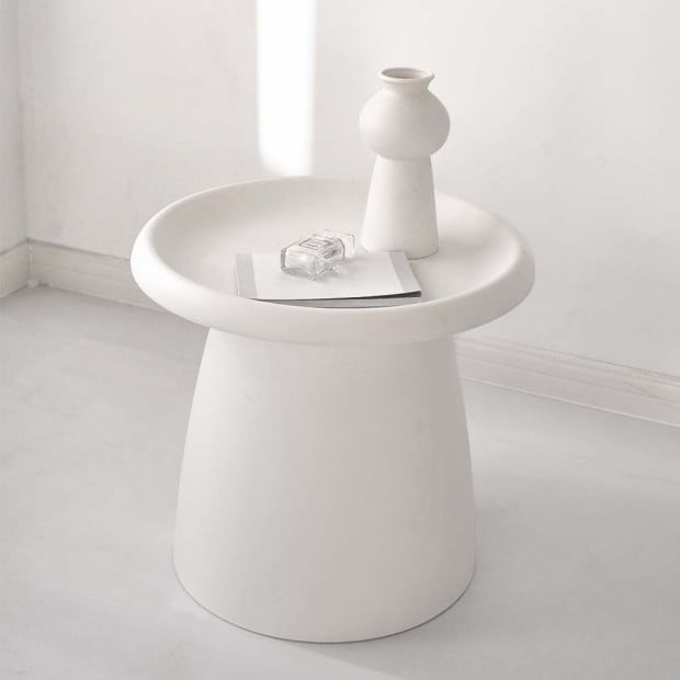Coffee Table Mushroom Nordic Round Small Side Table 50CM White Image 7