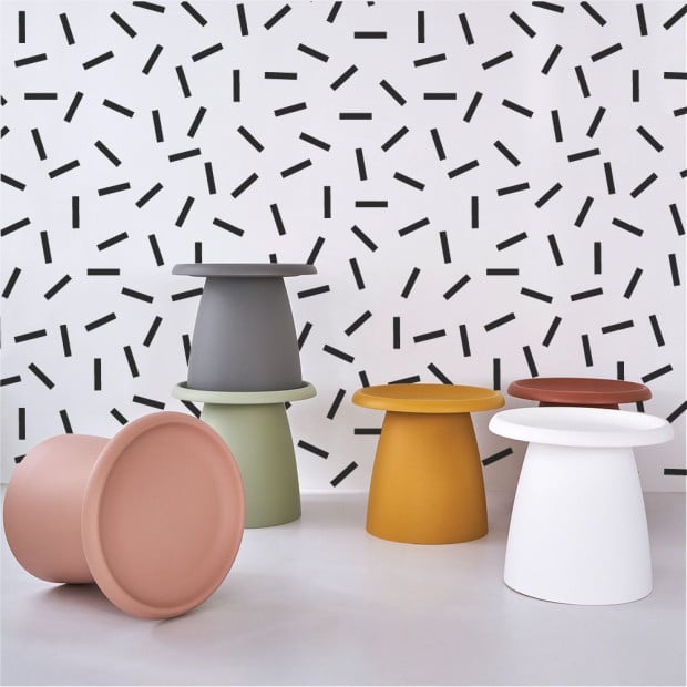 Coffee Table Mushroom Nordic Round Small Side Table 50CM White Image 9