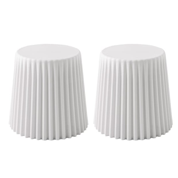 Set of 2 Cupcake Stool Plastic Stacking Chair Outdoor Indoor White