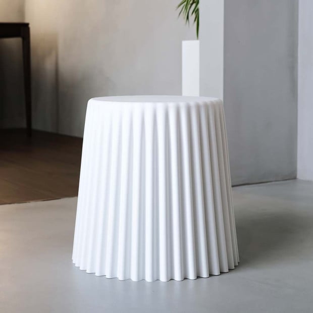 Set of 2 Cupcake Stool Plastic Stacking Chair Outdoor Indoor White Image 8