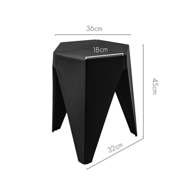 Set of 2 Puzzle Stool Plastic Stacking Chair Outdoor Indoor Black Image 2
