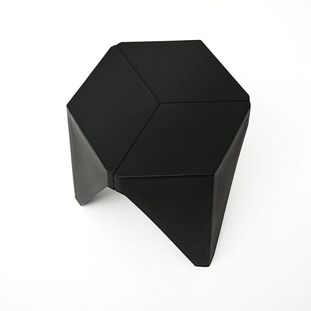 Set of 2 Puzzle Stool Plastic Stacking Chair Outdoor Indoor Black Image 3