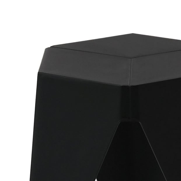 Set of 2 Puzzle Stool Plastic Stacking Chair Outdoor Indoor Black Image 4