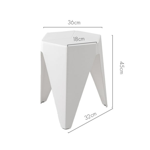 Set of 2 Puzzle Stool Plastic Stacking Chair Outdoor Indoor White Image 2