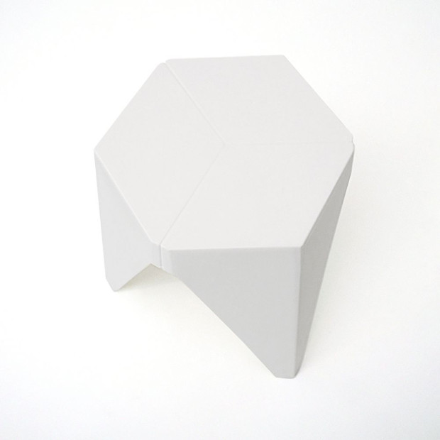 Set of 2 Puzzle Stool Plastic Stacking Chair Outdoor Indoor White Image 3