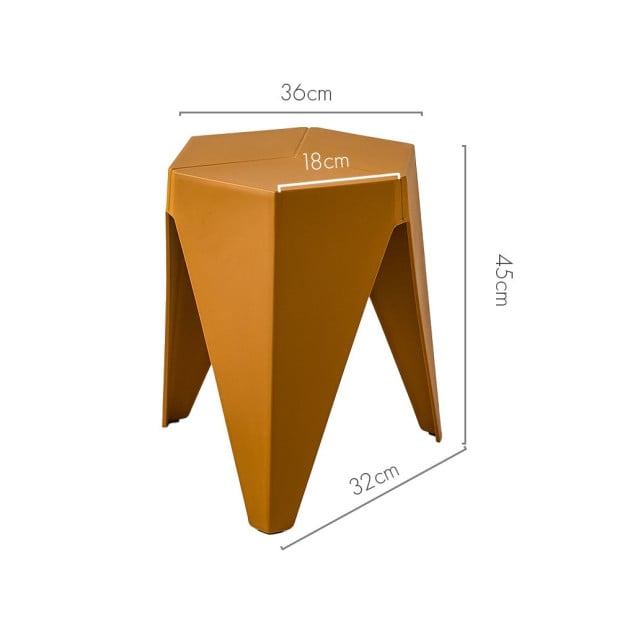 Set of 2 Puzzle Stool Plastic Stacking Chair Outdoor Indoor Yellow Image 2