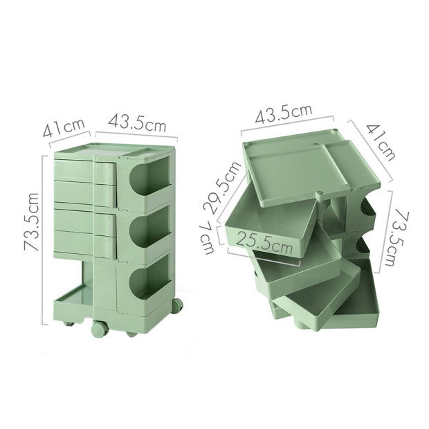 Bedside Table Nightstand Organizer Replica Boby Trolley 5Tier Green Image 2
