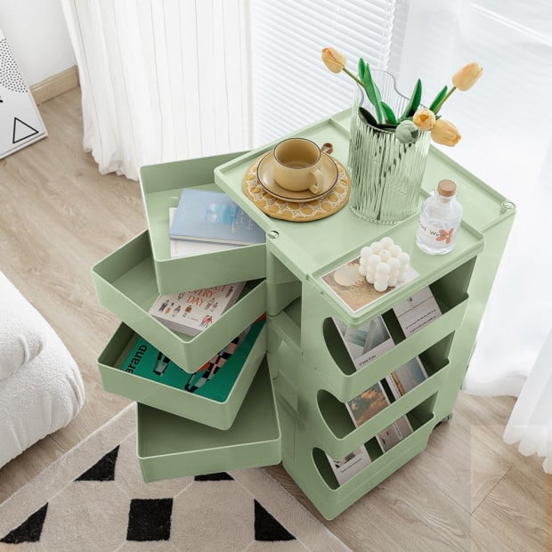 Bedside Table Nightstand Organizer Replica Boby Trolley 5Tier Green Image 7