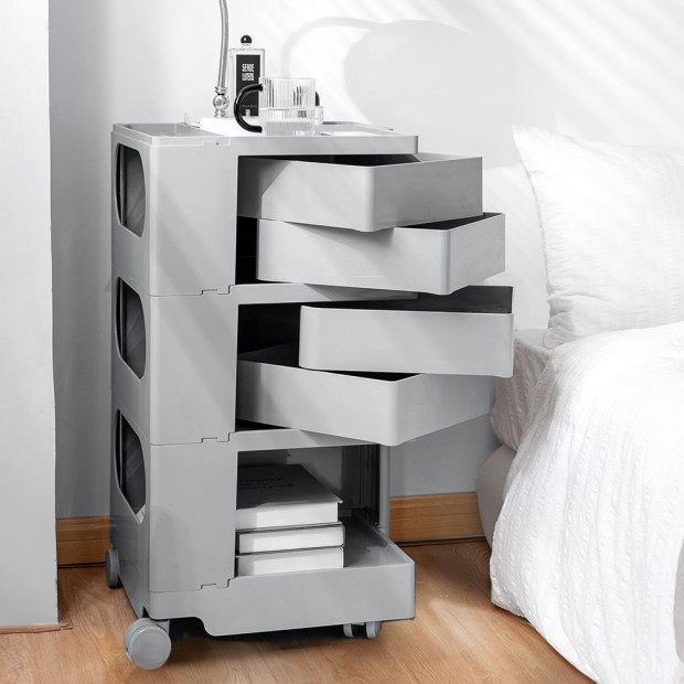 Bedside Table Nightstand Organizer Replica Boby Trolley 5Tier Grey Image 5
