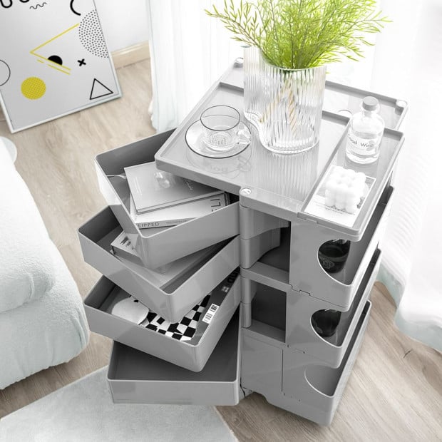 Bedside Table Nightstand Organizer Replica Boby Trolley 5Tier Grey Image 7