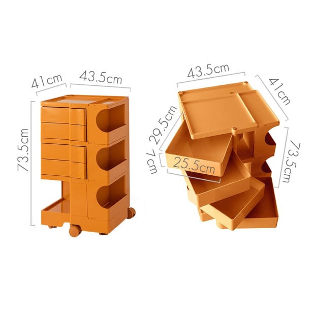 Bedside Table Nightstand Organizer Replica Boby Trolley 5Tier Orange Image 2