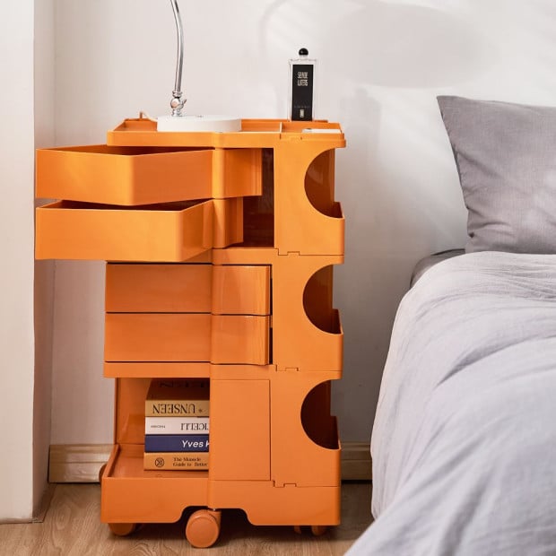 Bedside Table Nightstand Organizer Replica Boby Trolley 5Tier Orange Image 5