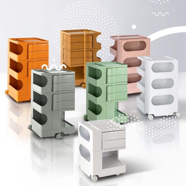Bedside Table Nightstand Organizer Replica Boby Trolley 5Tier Orange Image 10