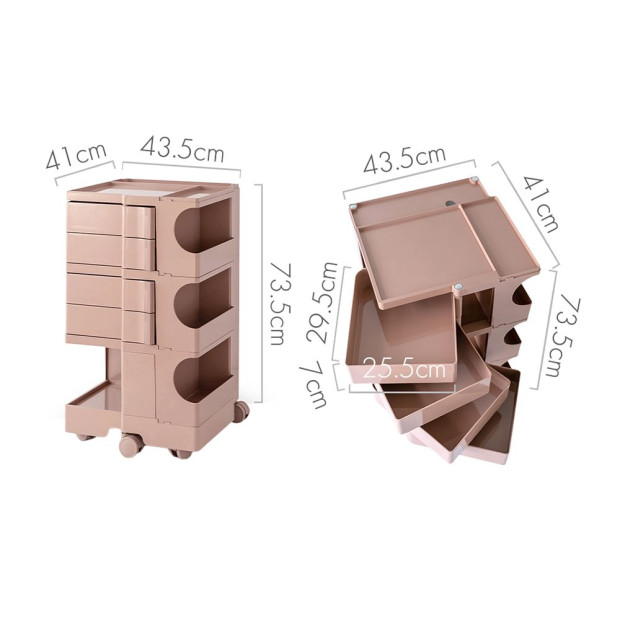 Bedside Table Nightstand Organizer Replica Boby Trolley 5Tier Pink Image 2