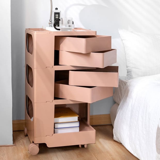 Bedside Table Nightstand Organizer Replica Boby Trolley 5Tier Pink Image 5