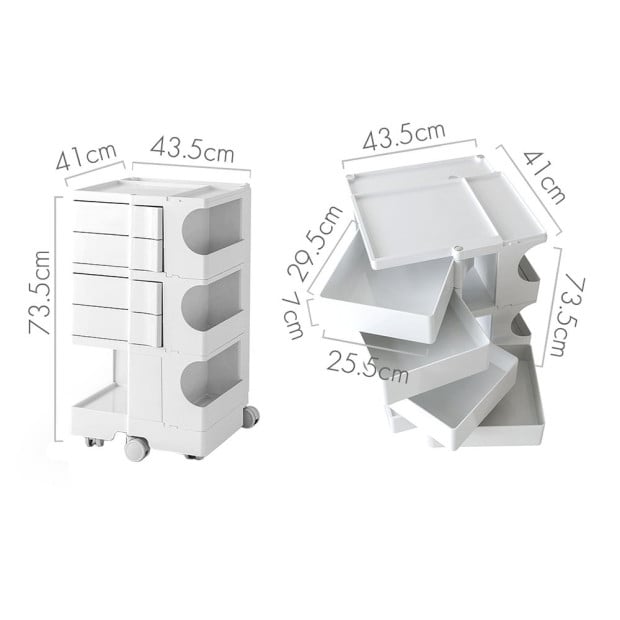 Bedside Table Nightstand Organizer Replica Boby Trolley 5Tier White Image 2